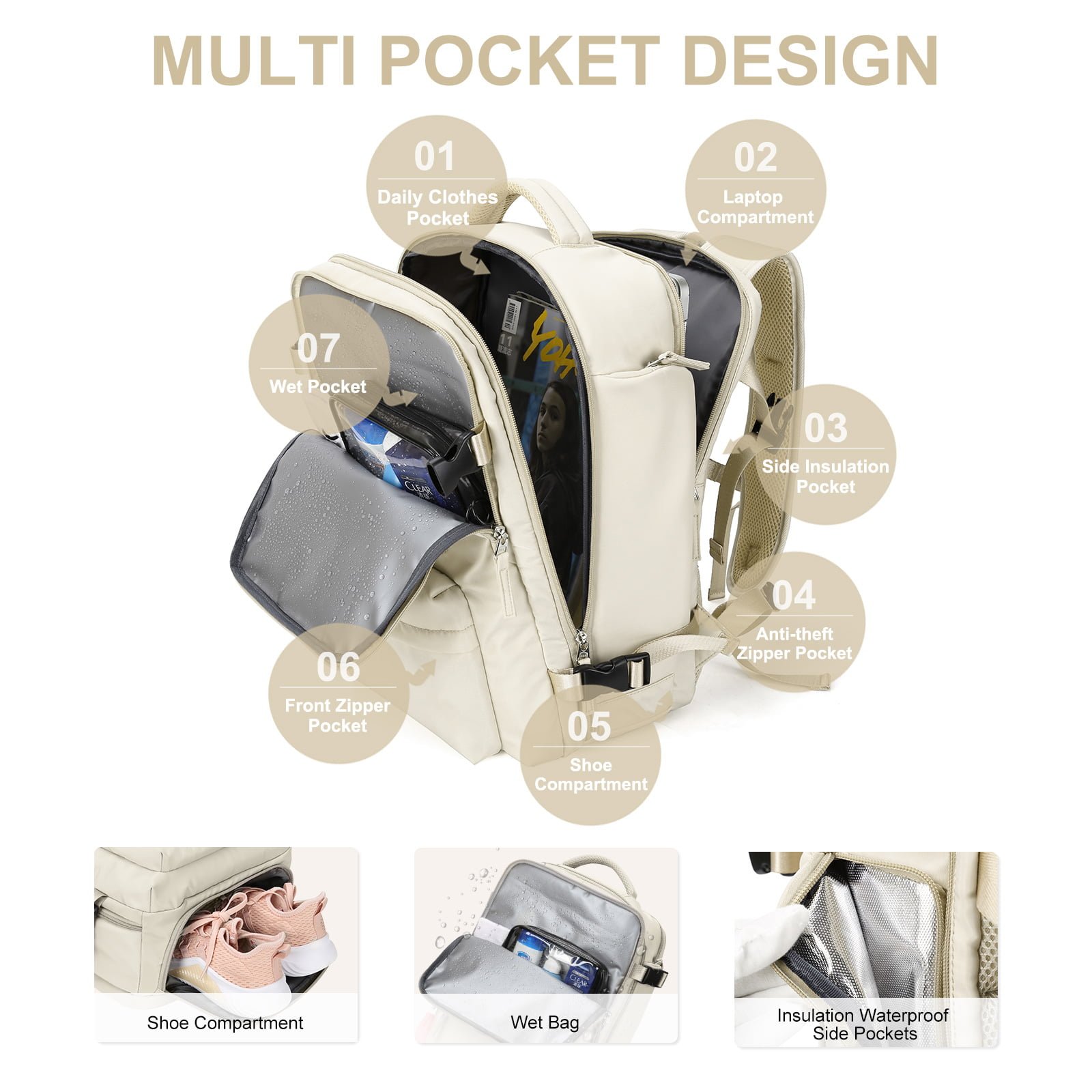 Promoção do último dia com 48% de desconto ⏰Mochila de viagem tamanho grande mochila impermeável para caminhadas (frete grátis)